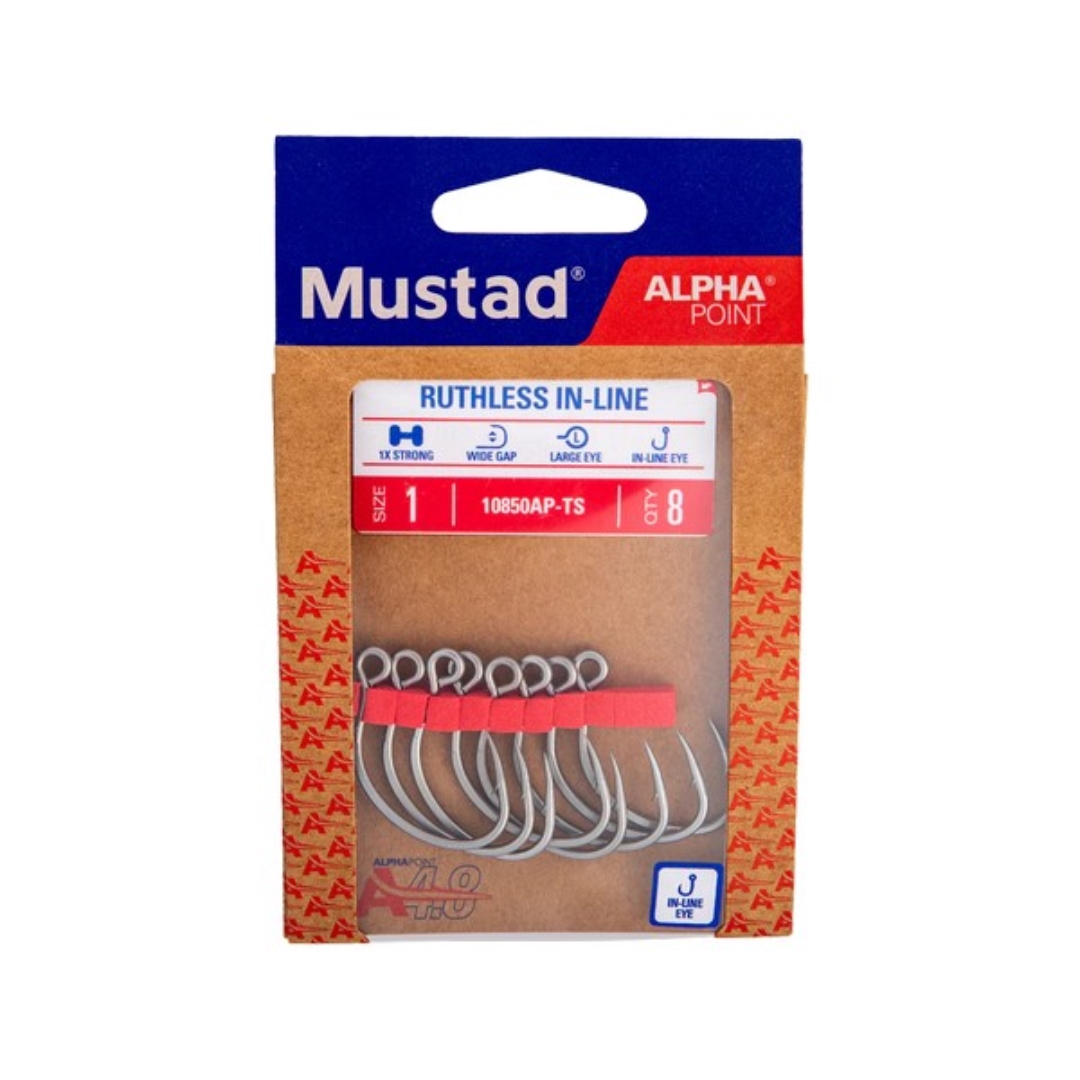 Mustad Ruthless In-Line Titan Steel 4/0 10Db/Csomag