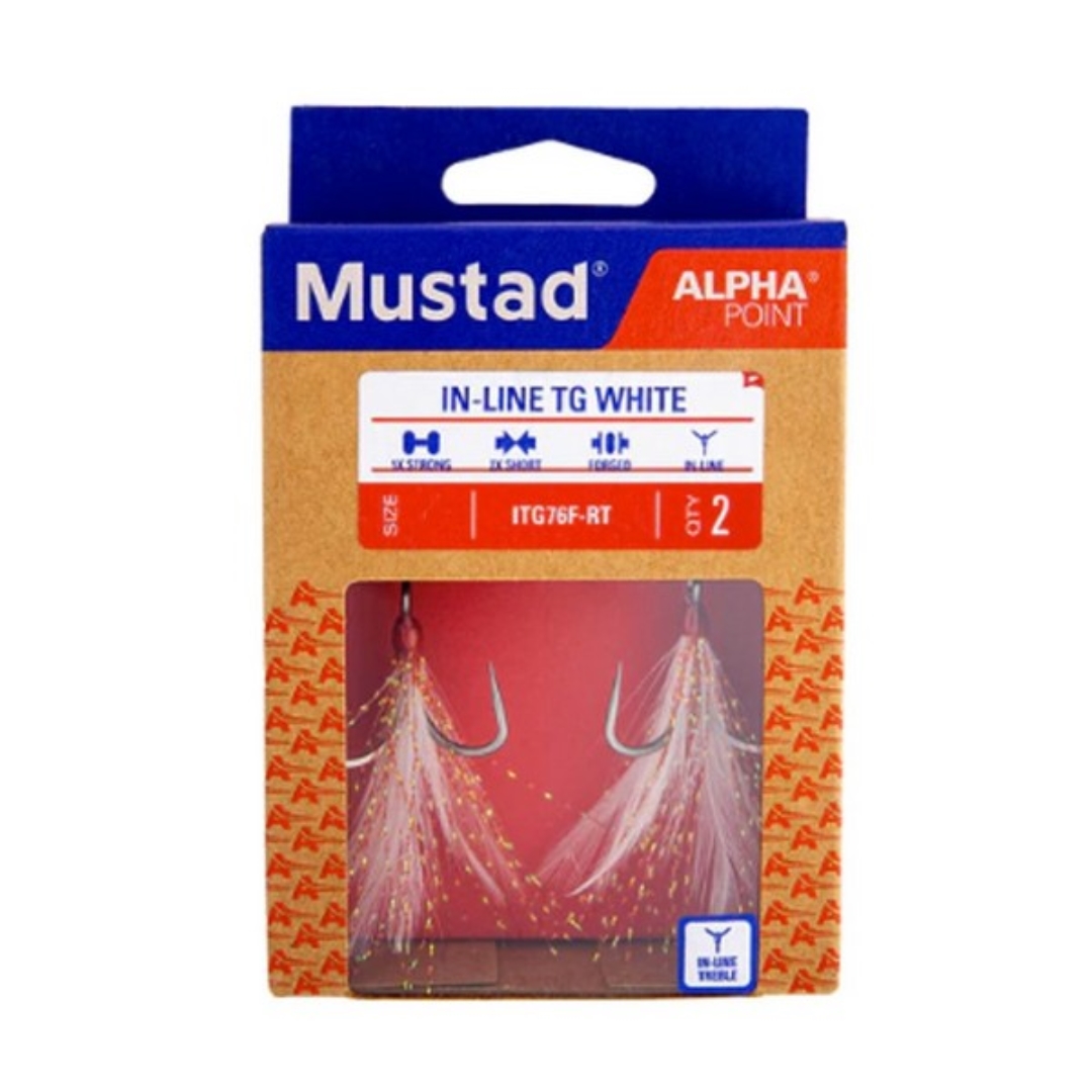 Mustad In-Line Triple Grip, Red Tinsel, 6 2Db/Csomag