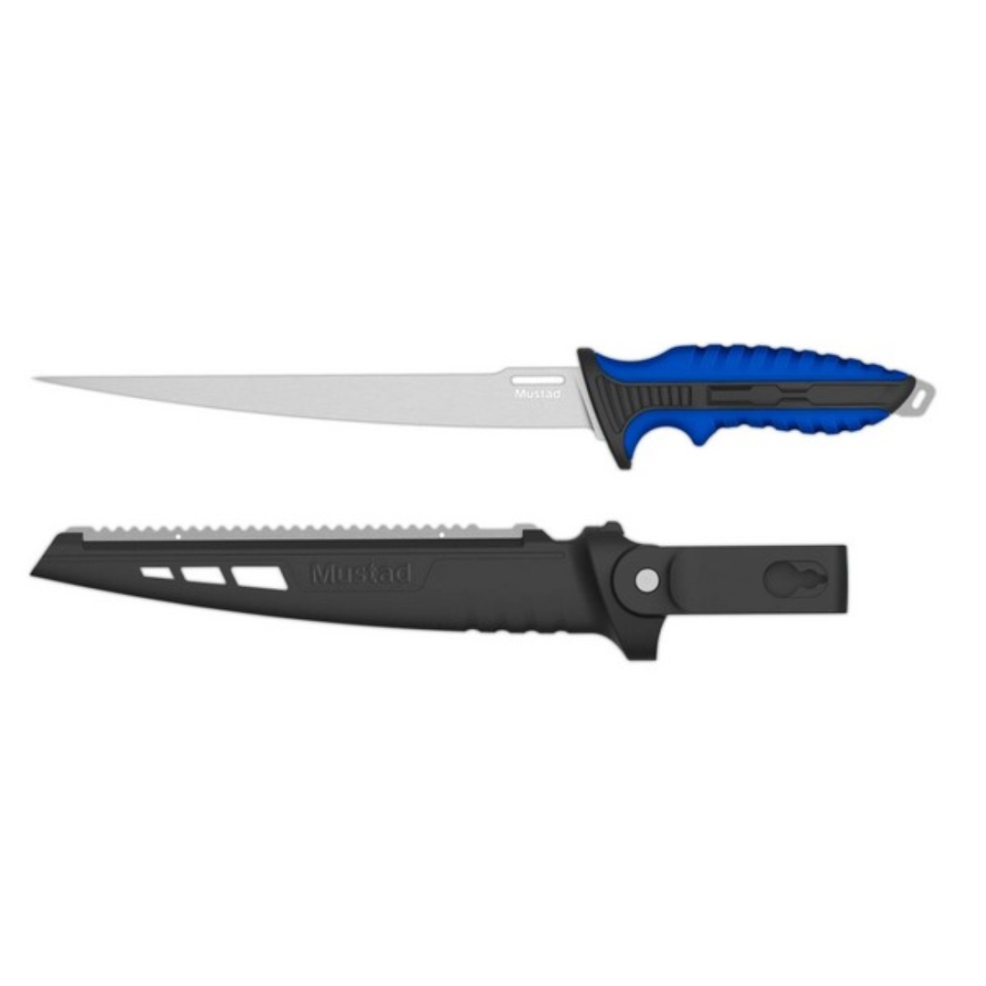 Mustad 9" 4116 Stainless Steel Fillet Knife - Polised Blade Finish Blue